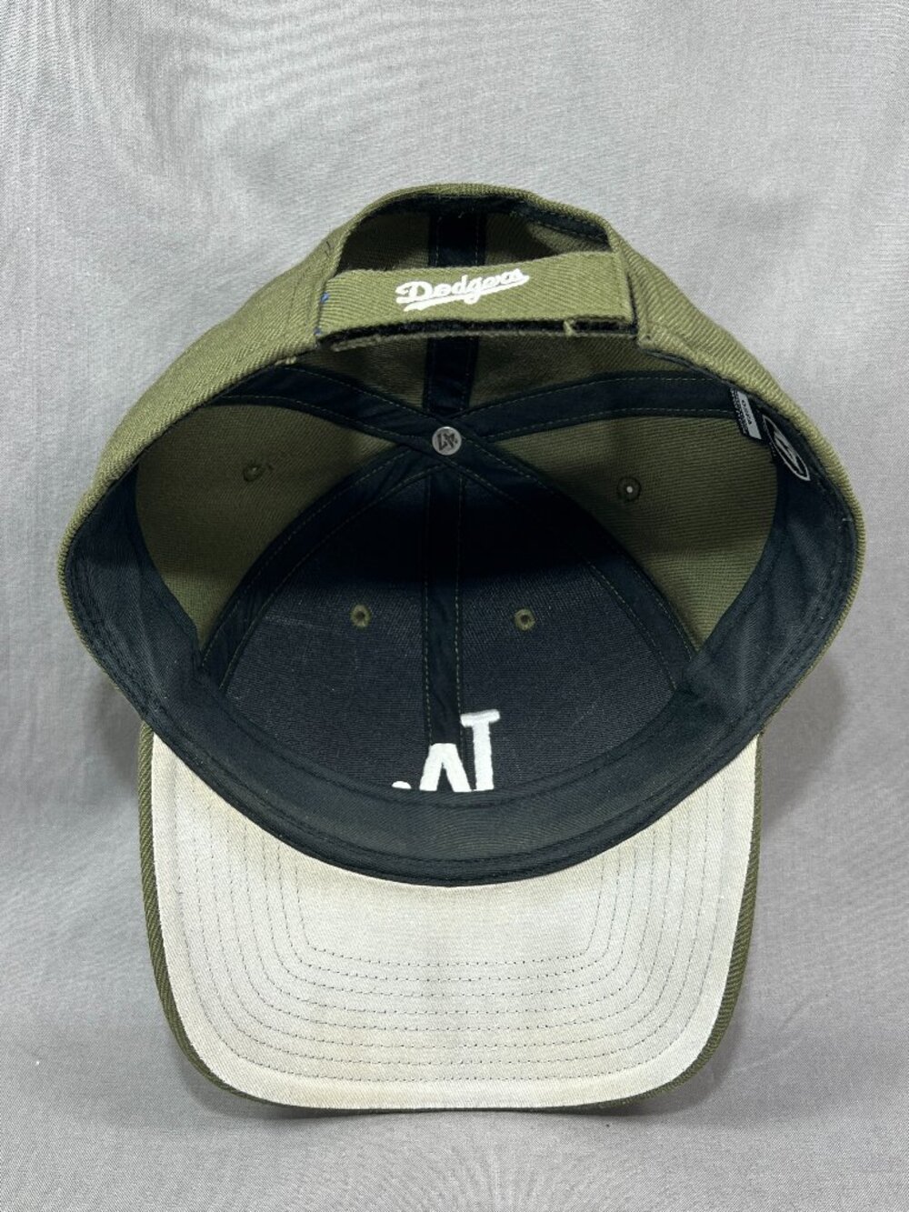 Los Angeles Dodgers LA 47 Brand MLB Strapback Hat Olive Green Adjustable Mens - Picture 15 of 16